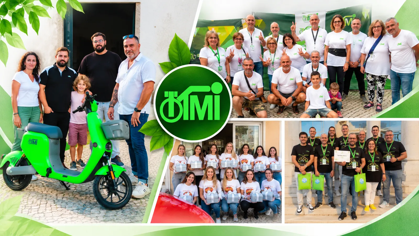 Membros da comunidade TIMI reunidos junto a bicicletas e veículos elétricos.