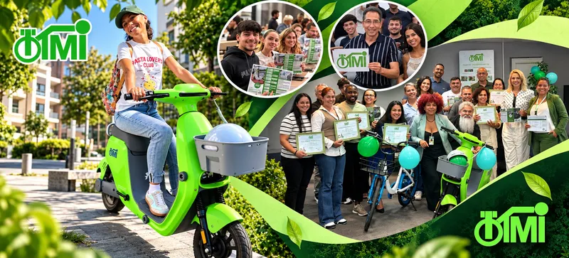 Apresentação de veículos elétricos TIMI a membros da comunidade.